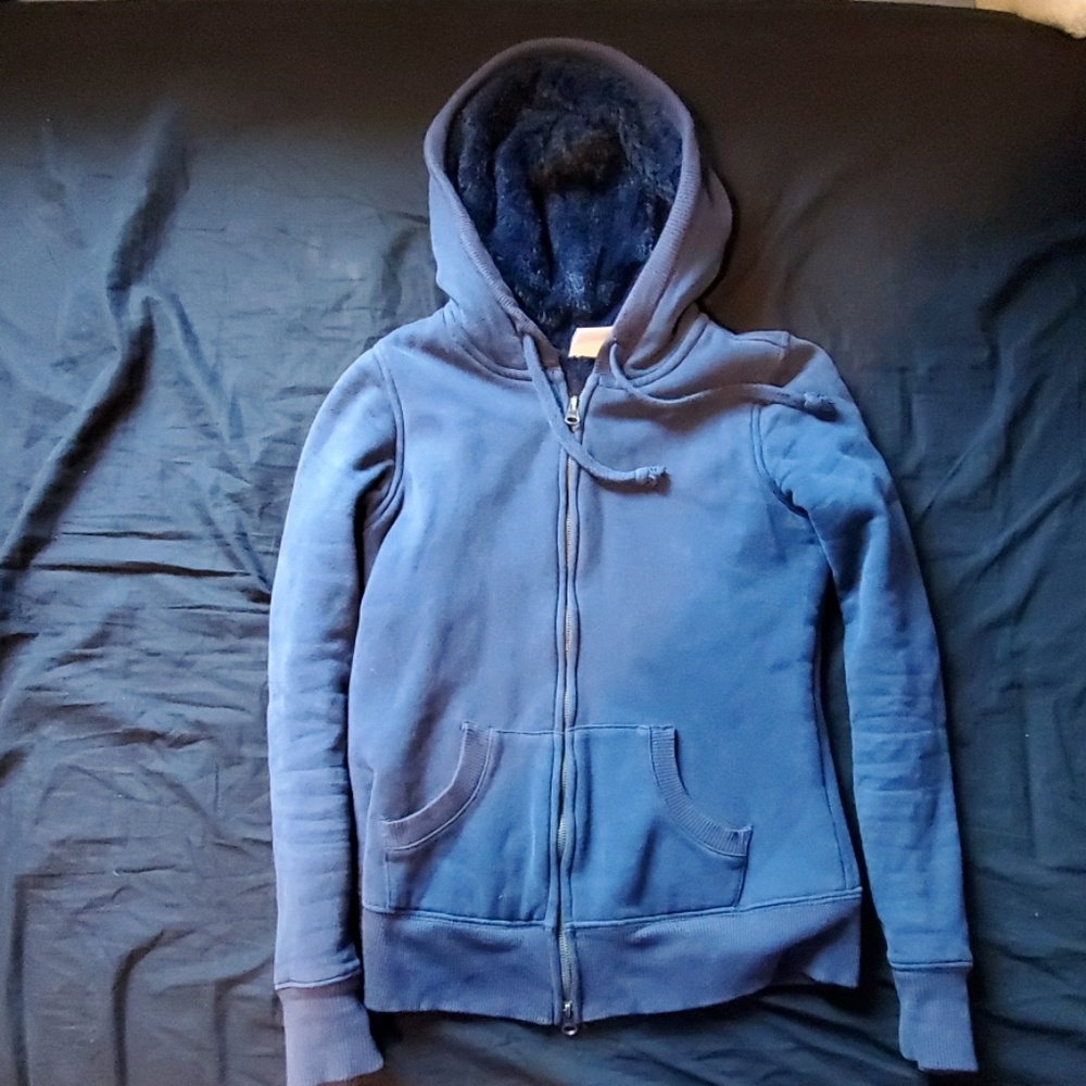 Blue Warm Zipper Hoodie S